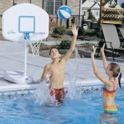 Dunn-Rite Products - H2O Hoops Poolside Basketball And Volleyball Game Set -Swimline Shop H2O Hoops Poolside Basketball and Volleyball Game Set 2