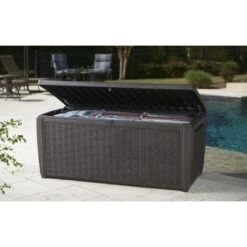 Keter - Sumatra Brown 135 Gallon Deck Box -Swimline Shop Sumatra Brown 135 Gallon Deck Box 2